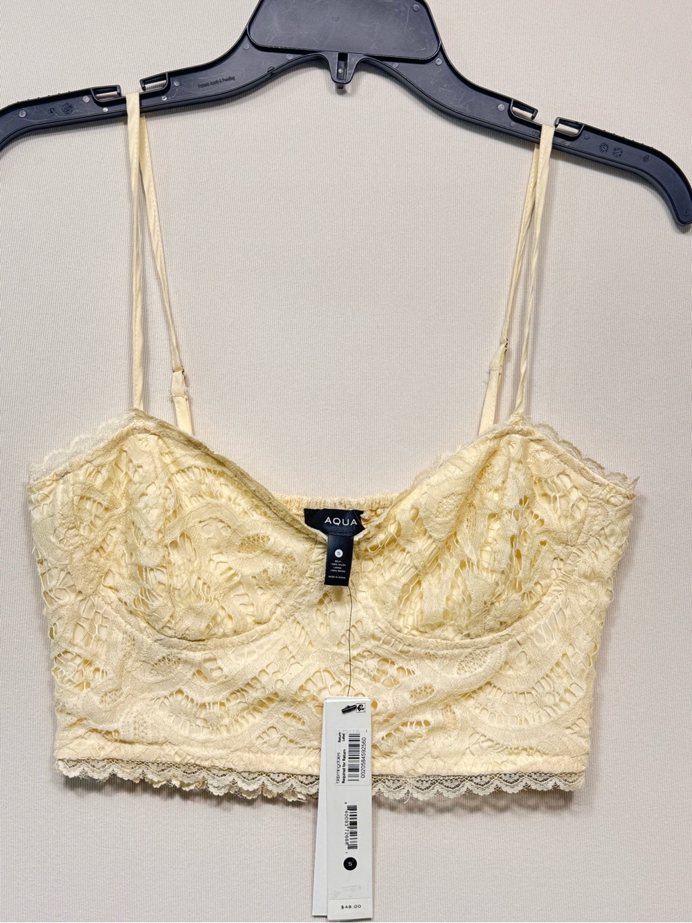 Aqua Lace Bustier spaghetti straps croptop sweetheart neck lace trim nwt